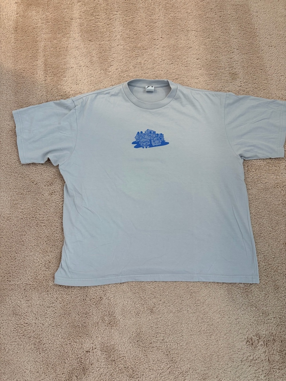 Artwork-Graphic T-Shirt XL - Light Blue/Grey "So Uncool" Streetwear Tee - 106